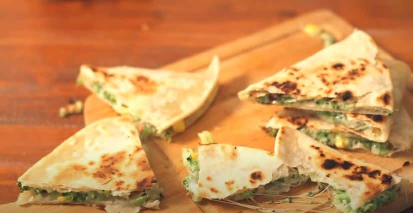 Broccoli Quesadillas - cooking