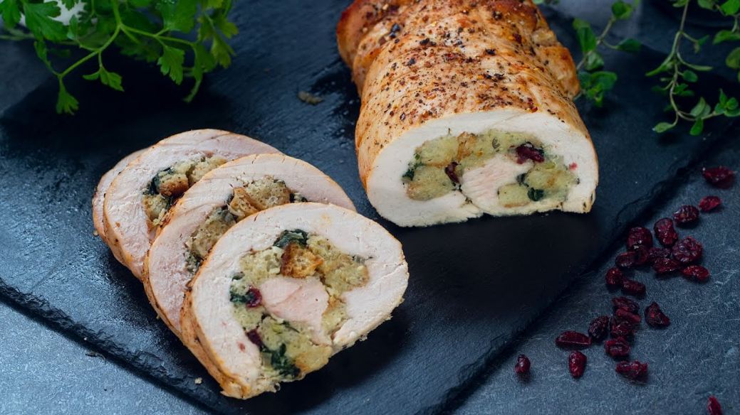 How to make Turkey Roulade with Cranberry and Spinach Stuffing