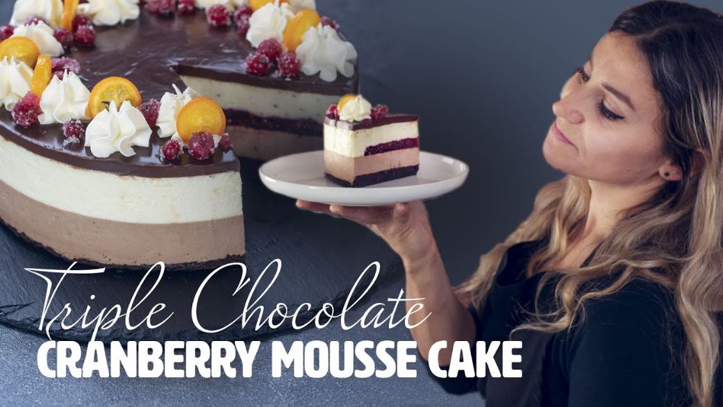 How to make Triple Chocolate Cranberry Mousse Cake