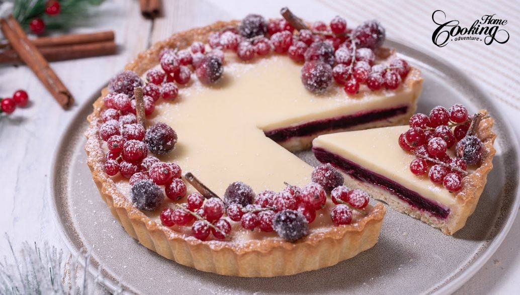 The Best Christmas Cranberry Tart ever |  How to make Cranberry White Chocolate Tart