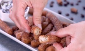 How to make Eggless Churros with Chocolate Dipping Sauce 