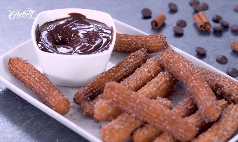 How to make Eggless Churros with Chocolate Dipping Sauce